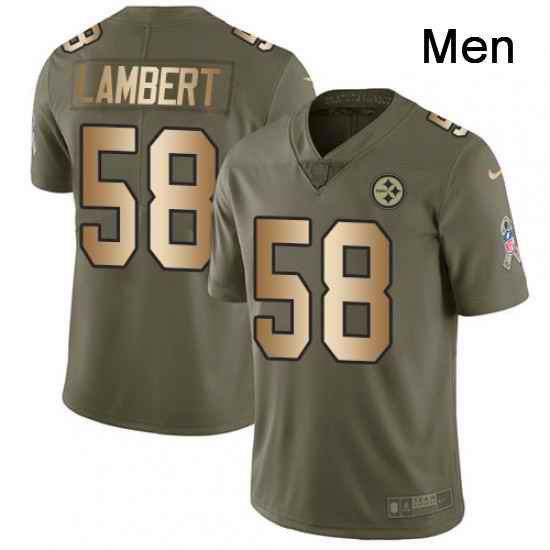 Mens Nike Pittsburgh Steelers 58 Jack Lambert Limited OliveGold 2017 Salute to Service NFL Jersey